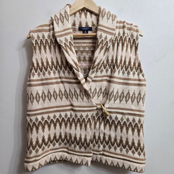 Chaps Womens Southwestern Knit Sweater Vest Size M Western Boho Aztec Fair Isle - Picture 1 of 10